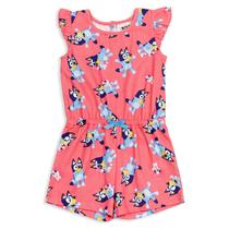 Macacão Bluey Polly Puppy para meninas, francês, terry, rosa 2T