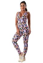 Macacão Bojo Estampado Suplex Feminino Fitness Academia