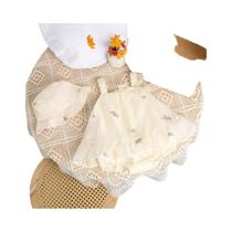 Macacão Bordado Com Flores Para Meninas 0-24M Verão 2024, Macacão Fino Com Chapéu, Vestido Fofo Para