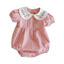 Macacão Bordado Rosa para Bebê Menina - Roupa de Verão Princesa 2024 Macacão Bordado Rosa para Bebê Menina - Roupa de Verão Princesa 2024