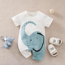 Macacão Branco de Bebê (0-18 Meses) - Body de Elefante - Verão Casual Macacão Branco de Bebê (0-18 Meses) - Body de Elefante - Verão Casual