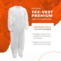 Macacão Branco TNT Tex-Vest Premium 40 Gr C/ 1 Unidade P/M
