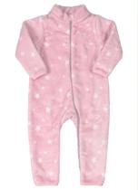 Macacão c/ pé rosa de pelinho e estrela branca up baby