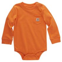 Macacão Carhartt de manga comprida, bolso, laranja exótica, 12 meses Macacão Carhartt de manga comprida, bolso, laranja exótica, 12 meses