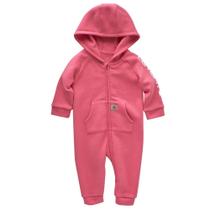 Macacão Carhartt de manga comprida com zíper frontal com capuz 9 meses rosa