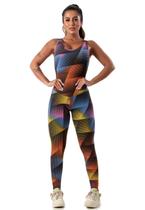 Macacão Carol Estampado Longo Costas Aberta Fitness Macacão Carol Estampado Longo Costas Aberta Fitness