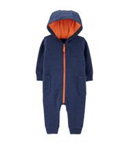 Macacão Carter's moletom terry azul com zíper laranja bolsos 18 meses Macacão Carter's moletom terry azul com zíper laranja bolsos 18 meses