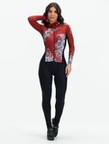 Macacão Ciclismo Feminino Bordô Flowers Black Savancini (3502FB) Macacão Ciclismo Feminino Bordô Flowers Black Savancini (3502FB)