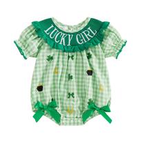Macacão Clover Bubble ZIXILOVGIR Baby Girl St Patricks 3-6M Macacão Clover Bubble ZIXILOVGIR Baby Girl St Patricks 3-6M