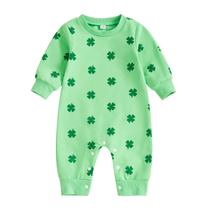 Macacão Clover Romper St Patricks Day 0-18M, mistura de algodão Macacão Clover Romper St Patricks Day 0-18M, mistura de algodão