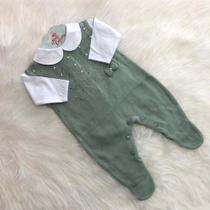 Macacão Com Body Bebê Maternidade Tricô Perolinhas Infantil Macacão Com Body Bebê Maternidade Tricô Perolinhas Infantil