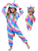 Macacão com capuz de unicórnio CHETOSHO para meninas, traje de Halloween 4-5Y Macacão com capuz de unicórnio CHETOSHO para meninas, traje de Halloween 4-5Y