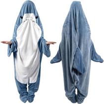 Macacão com capuz Shark Blanket para adultos e crianças, pijamas Shark Blanket