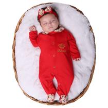 Macacão Com Faixa De Cabelo Menina Manga Longa Pequena Princesa Vermelho 02 Peças Macacão Com Faixa De Cabelo Menina Manga Longa Pequena Princesa Vermelho 02 Peças