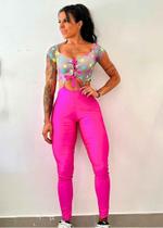 Macacão com Legging Pink e Top de Estrela com Zero Transparência Macacão com Legging Pink e Top de Estrela com Zero Transparência