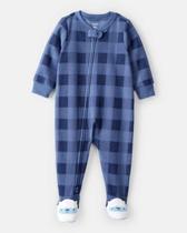 Macacão com pé fleece carter's - xadrez azul - menino - 100% poliéster Macacão com pé fleece carter's - xadrez azul - menino - 100% poliéster
