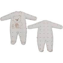 Macacão Com Pézinho Bebê Plush Inverno Marfim Ian Ursinho Macacão Com Pézinho Bebê Plush Inverno Marfim Ian Ursinho
