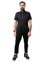 Macacão Comprido Sarja Preto com Zíper YKK