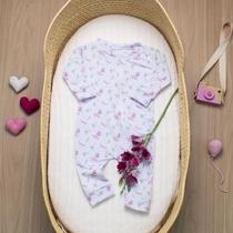 Macacão Cotton com Zíper Bebê Antialérgico Confortável e Prático Borboletas