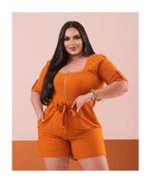 Macacão curo com manga em linho gg