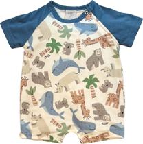 Macacao curto animais azul