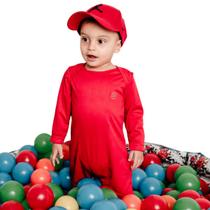 Macacão Curto Bebê Manga Longa Romper Proteção Solar Uv50+