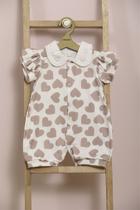 Macacão Curto Bebê Menina Estampado Coração Lessa Kids 9380 - Macacão Curto Bebê Menina Estampado Coração Lessa Kids 9380 -