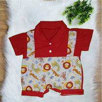 Macacão Curto Bebe Menino Jardineira Com Gola Estampado RN a 03 Meses - Suprema Opção Macacão Curto Bebe Menino Jardineira Com Gola Estampado RN a 03 Meses - Suprema Opção