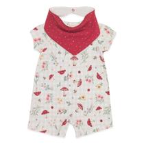 Macacão Curto com Babador Bandana - Cogumelos - Mini & Co.