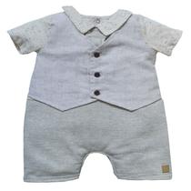 Macacão Curto com Colete de Linho para Bebê Menino