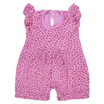 Macacão Curto de Verão Coração Minimalista Rosa Claro Menina