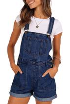 Macacão Curto Denim Feminino Pink Queen em Algodão Macacão Curto Denim Feminino Pink Queen em Algodão