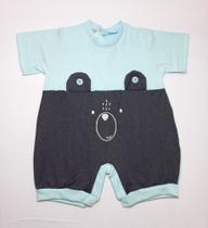 Macacão Curto em Malha com Bordado Carinha de Urso - Nethuno Baby