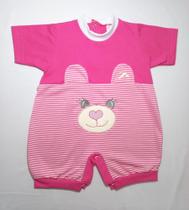 Macacão Curto em Malha e Bordado Carinha de Ursa - Nethuno Baby