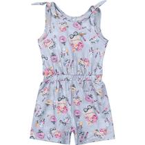 Macacão Curto Estampado Infantil Menina Carinhoso Ref. 88948 Macacão Curto Estampado Infantil Menina Carinhoso Ref. 88948