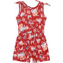 Macacão Curto Estampado Infantil Menina Carinhoso Ref. 88948 Macacão Curto Estampado Infantil Menina Carinhoso Ref. 88948