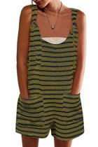 Macacão curto feminino casual de verão Romper Yousify listrado 2GG