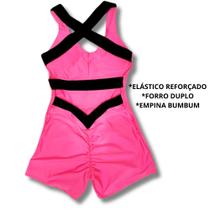 Macacão Curto feminino de Academia Malhação Macaquinho Fitness Emvio Imediato - Renata Fashion