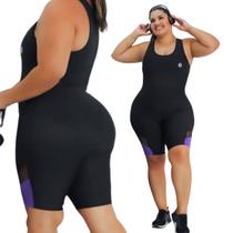 Macacão Curto Feminino Plus Size de Academia Esportivo