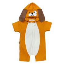 Macacão Curto Infantil com Capuz Cão Caramelo - Era Uma Vez Macacão Curto Infantil com Capuz Cão Caramelo - Era Uma Vez