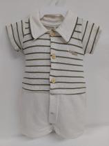 Macacão Curto Linho Luxo Bebê Menino Listrado Lessa Rf B9116