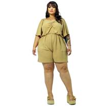 Macacão Curto Macaquinho Plus Size Curvy Ciganinha Ombro a Ombro