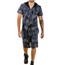 Macacão Curto Masculino Estampa Folhagens C/ Elastano Pargan
