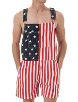 Macacão Curto Masculino YXLUOKY Vermelho, Branco e Azul 2XL