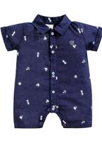 Macacão Curto Menino Estampado Bebê Anjos Baby Macacão Curto Menino Estampado Bebê Anjos Baby
