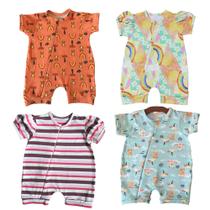 Macacão Curto para Bebê com Ziper Algodão Super Confortável Menina Menino 01 Peça
