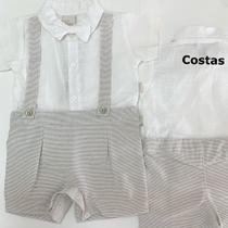 Macacão Curto Suspensório aparente e Gravata