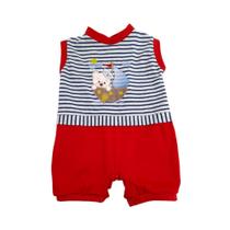 Macacão Curto Verão Bordado URSO MARINHEIRO 01Peça