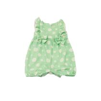 Macacão Curto Verde Bebê Menina Poá