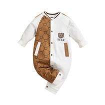 Macacão De Algodão Com Estampa De Urso Para Meninos E Meninas, Manga Longa, Confortável E Casual Macacão De Algodão Com Estampa De Urso Para Meninos E Meninas, Manga Longa, Confortável E Casual